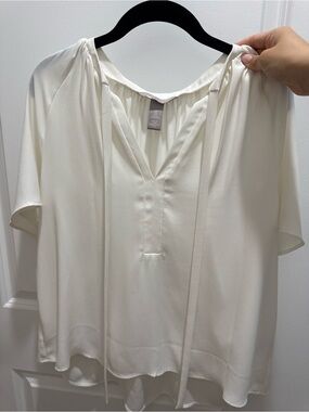 H&M Cream V-Neck Tie Blouse